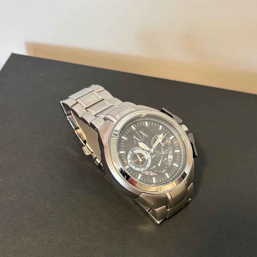Armani Exchange Silver Bracelet Chronograph with Black Dial